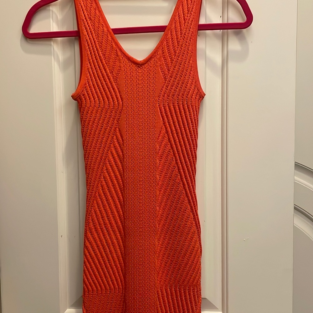 XOXO orange crochet midi dress